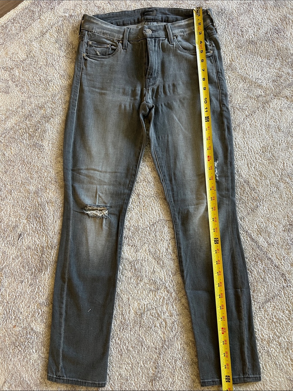 MOTHER Jean Bundle Straight Leg Jeans - Blue, Black, Gray - Picture 12 of 16